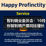 智利铜业委员会:10月份智利铜产量同比增长1.4%(图1) 智利铜业委员会:10月份智利铜产量同比增长1.4%(图1)