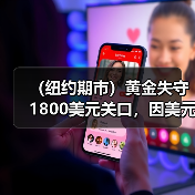 （纽约期市）黄金失守1800美元关口，因美元上涨