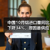 中国10月铝进口量同比下降34%，原因是供应增加，需求疲软