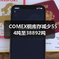 COMEX铜库存减少554吨至38892吨（图4）