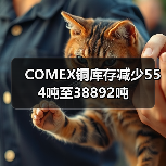 COMEX铜库存减少554吨至38892吨