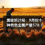 国家统计局:9月份十种有色金属产量578.3万吨,同比增长8.8%(图1) 国家统计局:9月份十种有色金属产量578.3万吨,同比增长8.8%(图1)